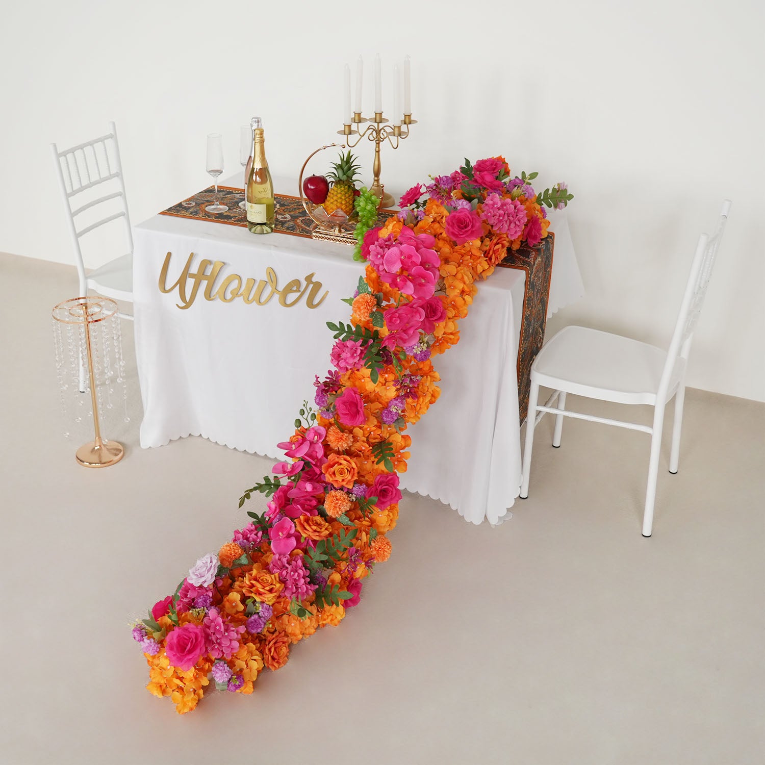 Uflower Artificial Flower Row Sofa Table Runner Floor Flower Arrangement